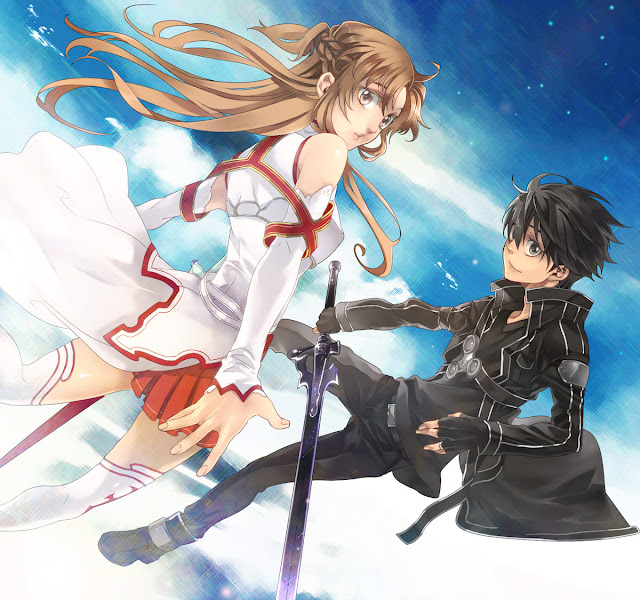   Kirito | Asuna | Sword Art Online | Armor Clouds Sky anime hd wallpaper desktop pc background 0012 