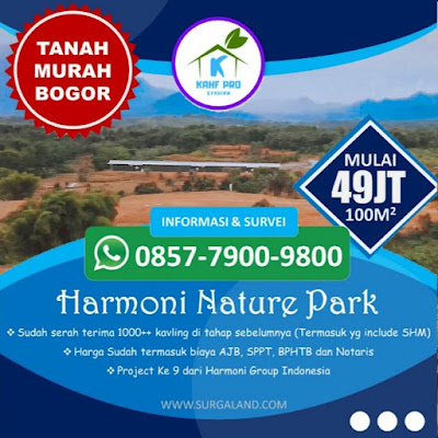 Brosur Jual Tanah Kavling Murah di Bogor Harmoni Nature Park Gratis AJB Bibit Pohon Buah dan Wisata 3 Negara