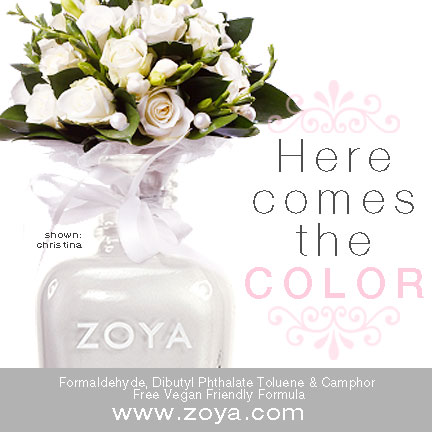 On your wedding day dress up your nails Zoya has the perfect color for