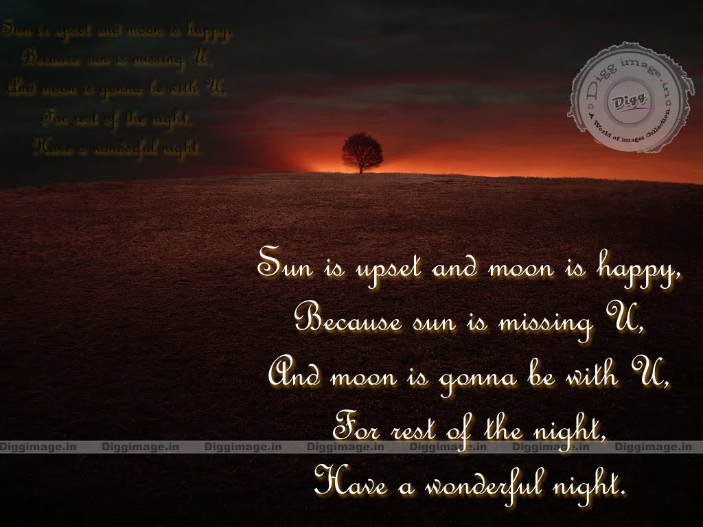 Good night Quotes, Sun is upset and moon is happy, Because sun is ...