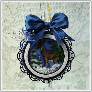 Our Daily Bread Designs,Peaceful deer, Christmas Pattern Ornaments, Circle ornament dies, Double stitched circle dies, Doily dies, designed by Chris Olsen