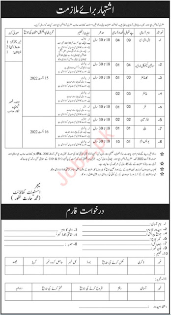 Advertisement for latest Jobs at Central Ordinance Depot Lahore