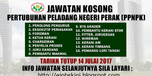 Jawatan Kosong Pertubuhan Peladang Negeri Perak (PPNPK) - 14 Julai 2017