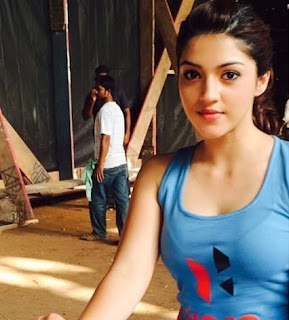Mehreen Pirzada in Blue Dress with Cute and Lovely Smile