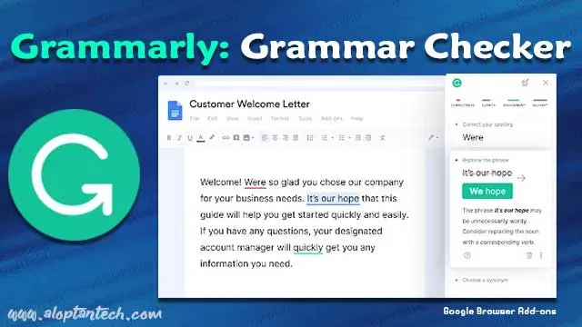 Google Extension Grammarly Grammar Checker - ملحقات متصفح جوجل كروم