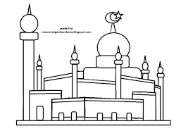 Download Sketsa  masjid  untuk diwarnai anak