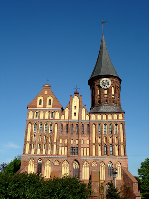 Kaliningrad Cathedral is a Brick Gothic style church on an island in the 