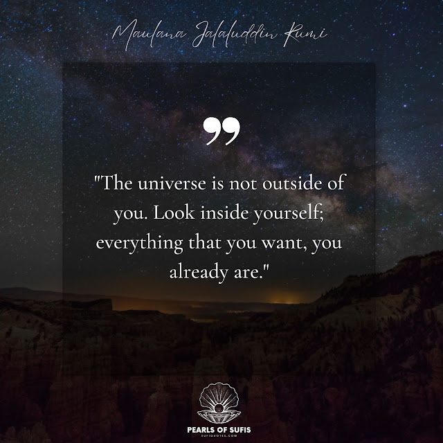 "The universe is not outside of you. Look inside yourself; everything that you want, you already are." - Maulana Rumi