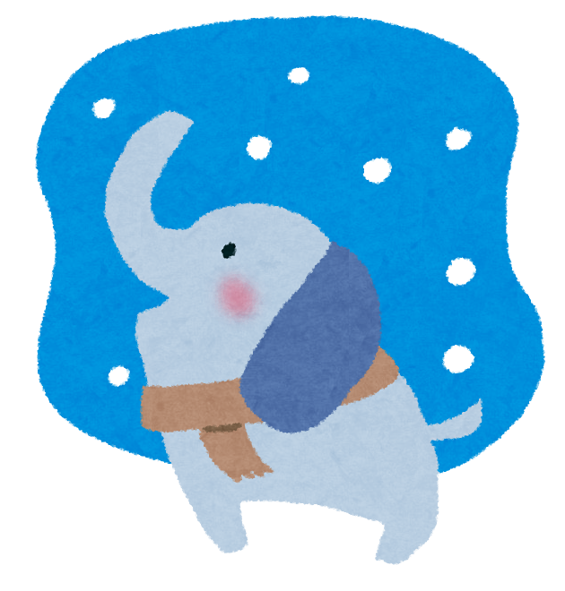 無料イラスト かわいいフリー素材集 雪のイラスト 象
