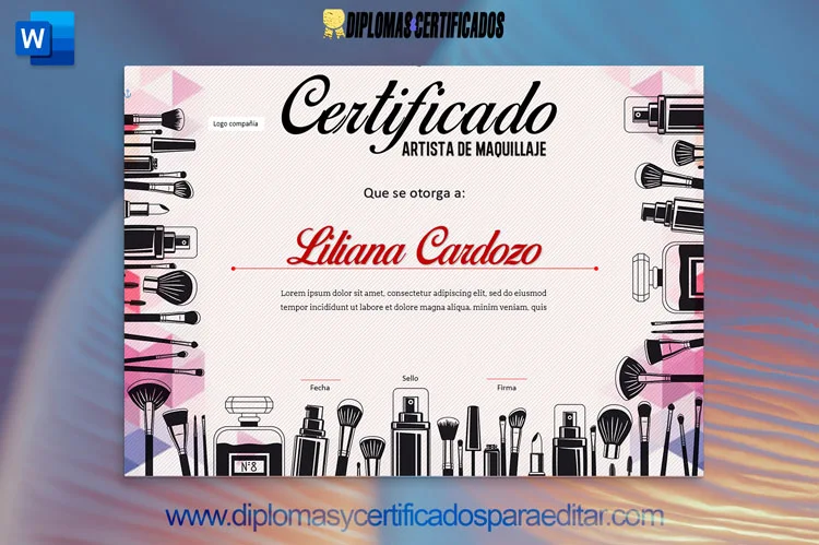 Certificado editable artista de maquillaje