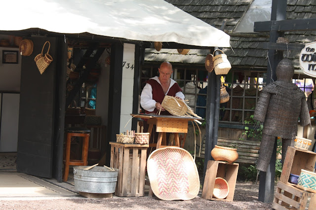 Basket weaver crafting at Bristol Renaissance Faire