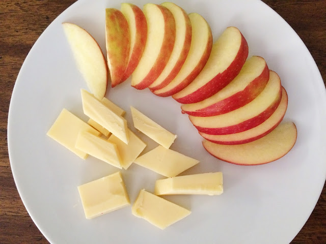 Honeycrisp apple and gouda cheese for snack