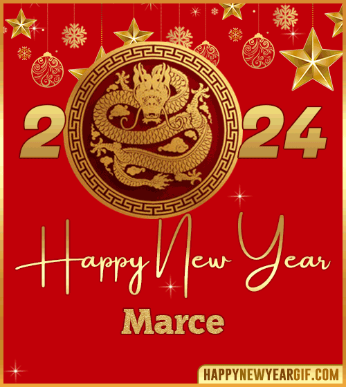 Happy New Year 2024 gif wishes Dragon Marce