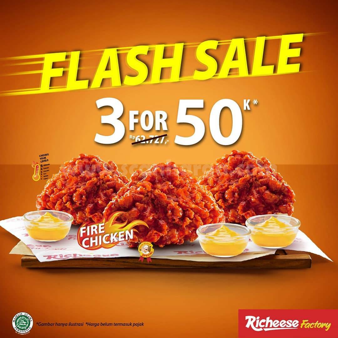 Promo Richeese Factory Flash Sale: 3 Fire Chicken harga Rp 50.000