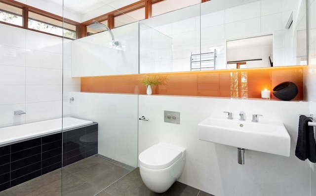 Bathroom with Wall Hung toilet seat