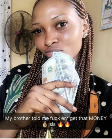 ?My Brother told me to f*ck them and get that money?-   Excited Nigerian Lady shows off dollar bills and Iphone 8 gift