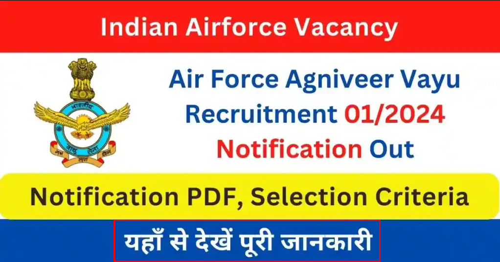 Air Force Agniveer Vayu 1/2024 Notification out, Apply Online Link