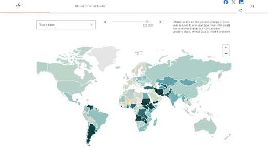 an animated map showing inflation rates in countries around the world over the last three years