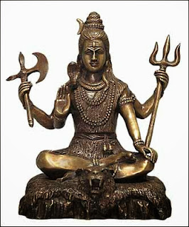 Shiva bearing his trident, trishula; South Indian statuette.