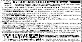 Saudi Arabia Almarai Job Visa