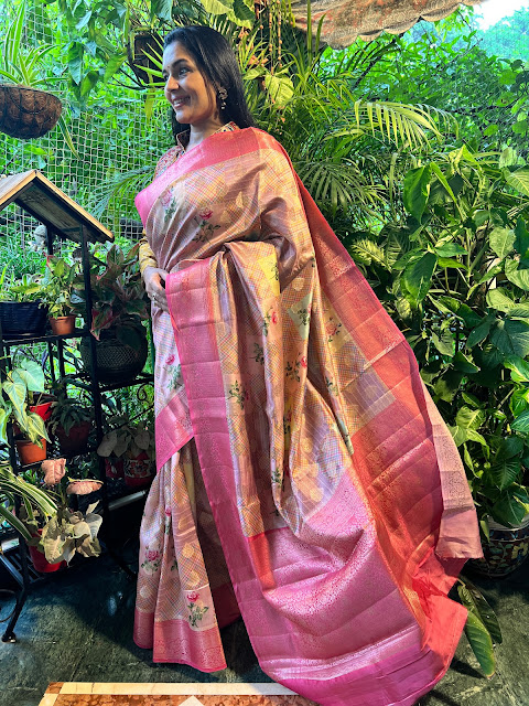 Rose pink Chanderi saree