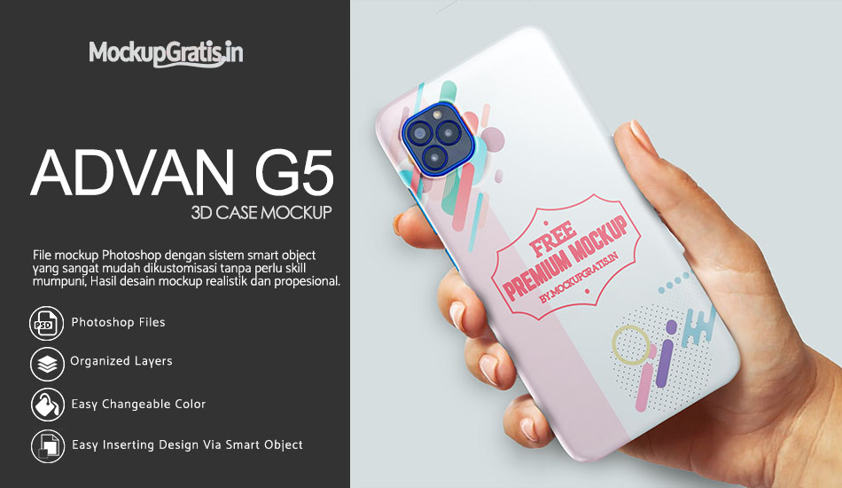 Mockup Custom Case 3D ADVAN G5 Gratis