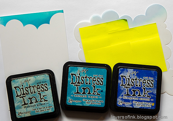 Layers of ink - Inked Stenciled Cloudy Skies Tutorial by Anna-Karin Evaldsson. Clouds for days stencil.