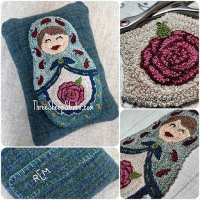 'Nesting Doll - Rose' Punch Needle Design by Rose Clay at ThreeSheepStudio.com
