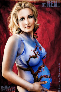 Pregnant Women-Cherry Blossom Body Paint