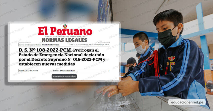 Oficializan el uso opcional de la mascarilla en las instituciones educativas de todo el país (D. S. Nº 108-2022-PCM)