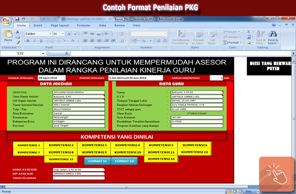 Contoh Format Penilaian PKG dengan Microsoft Excel  Blog 