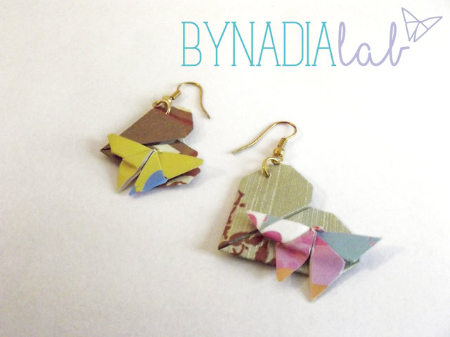 orecchini cuore con farfalla - origami bynadialab