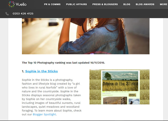 Number one UK photography blog Vuelio rank