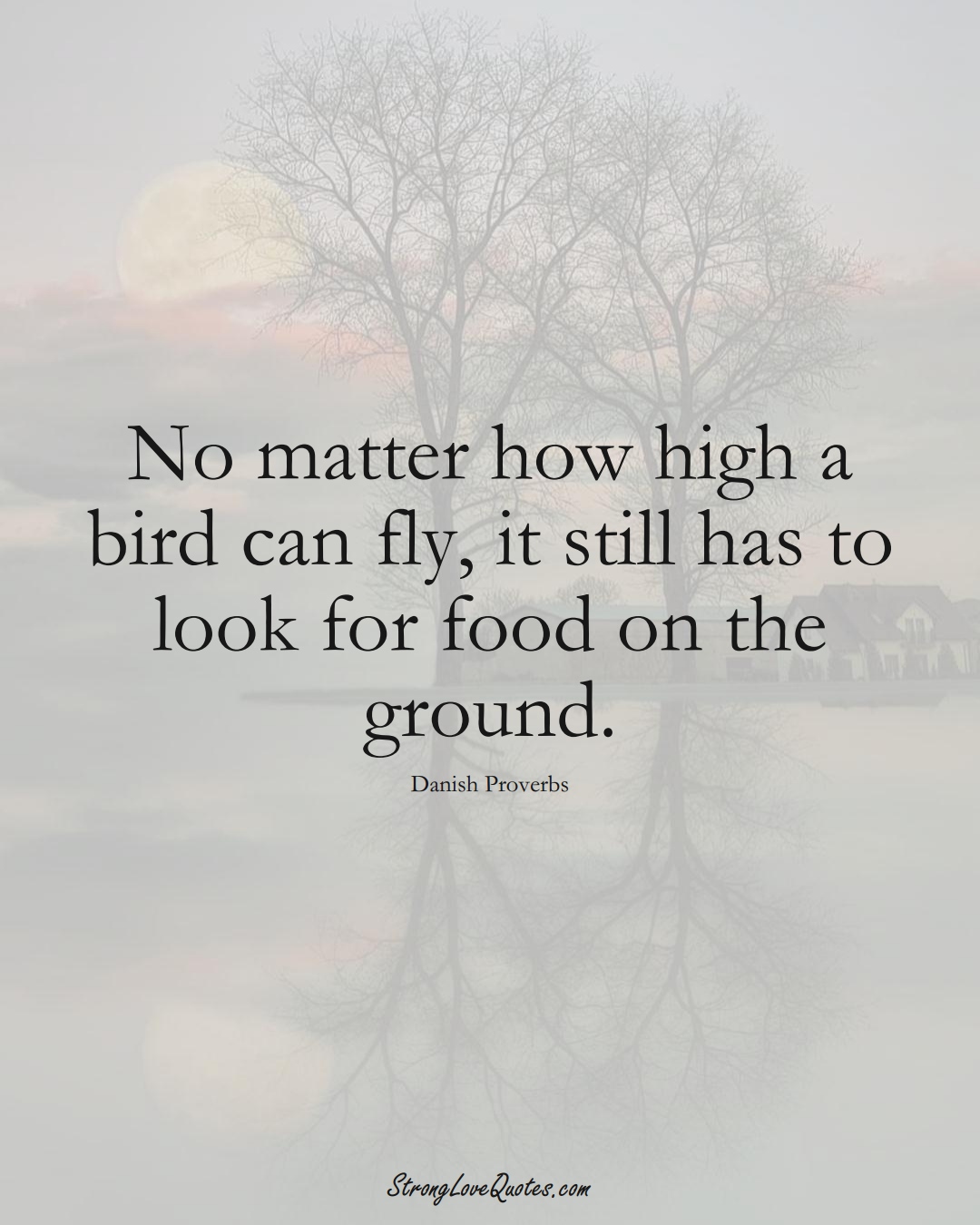 No matter how high a bird can fly, it still has to look for food on the ground. (Danish Sayings);  #EuropeanSayings