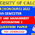 CU B.COM (Honours) Fourth Semester Cost and Management Accounting 2 Question Paper 2022 | B.COM (Honours) Cost and Management Accounting 2 4th Semester Calcutta University Question Paper 2022