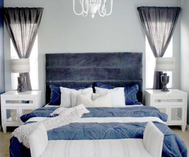 Cole Barnett Navy  Blue  and Gray Master Bedroom  Remodel
