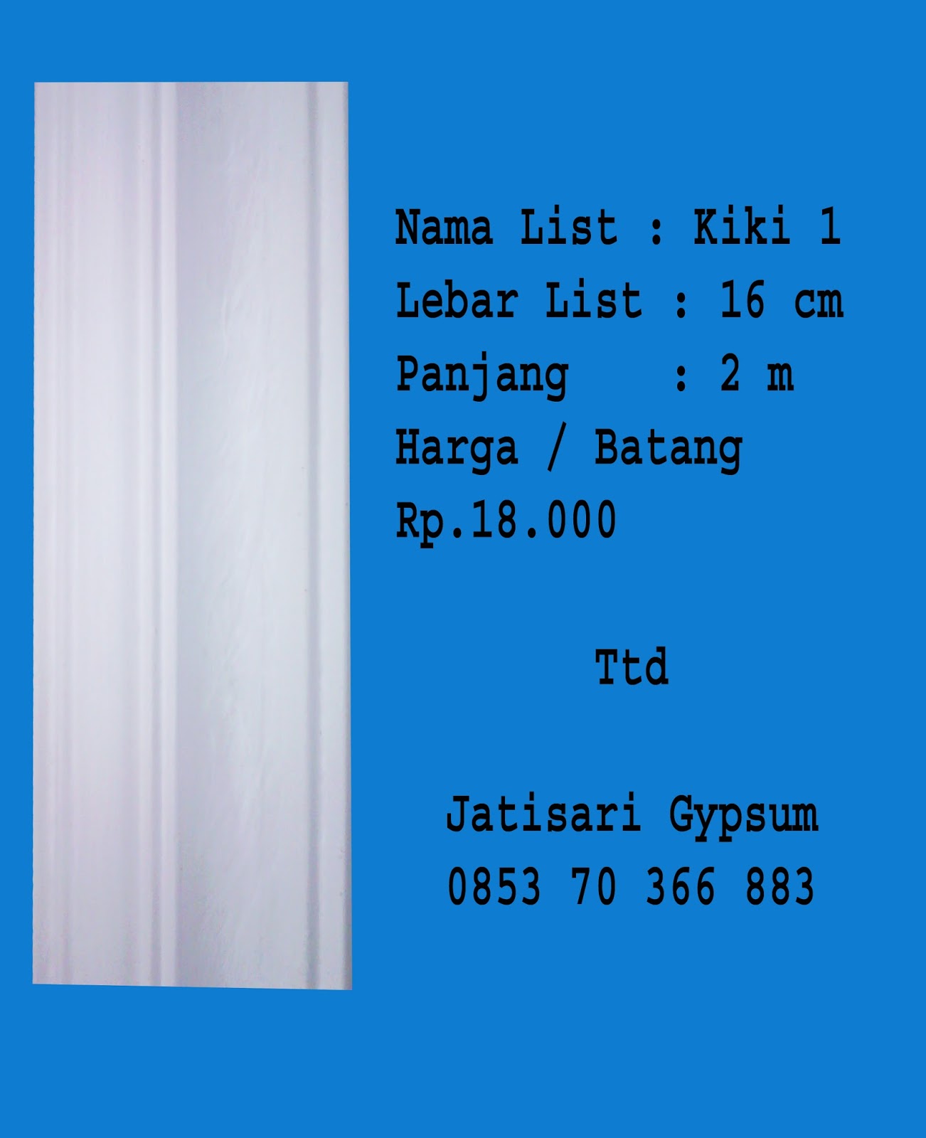 Daftar Harga Pasang List dan Harga Jual List Gypsum Dan 