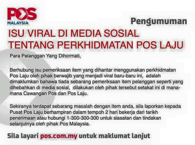 Pos Malaysia - Isu Viral Di Media Sosial Tentang Perkhidmatan Pos Laju