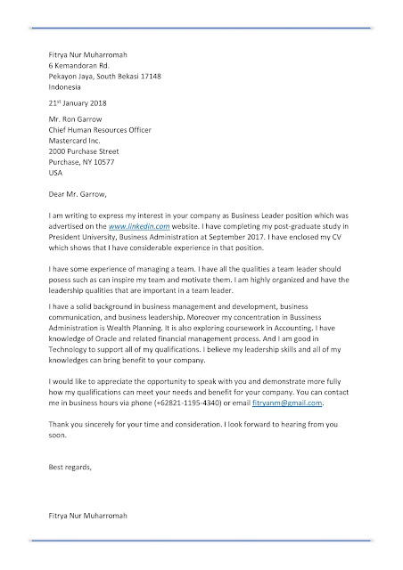 Contoh Cover Letter Fresh Graduate Bahasa Indonesia – Berbagai Contoh