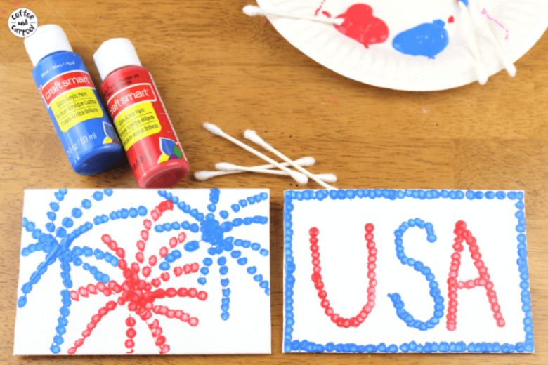 4th July dot art - Pointillism for kids