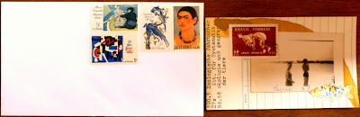 postage stamp vintage photo library card Fluxus mail art collage