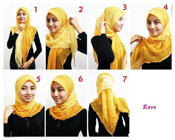 Trend pola kreasi tutorial gaya desain model hijab dengan jilbab atau kerudung segi empa 35 Model Tutorial Hijab Segi Empat Terbaru 2017/2018