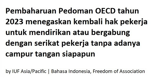 PEMBAHARUAN PEDOMAN OECD TAHUN 2023 MENEGASKAN KEMBALI HAK PEKERJA UNTUK MENDIRIKAN ATAU BERGABUNG DENGAN SERIKAT PEKERJA TANPA ADANYA CAMPUR TANGAN SIAPAPUN