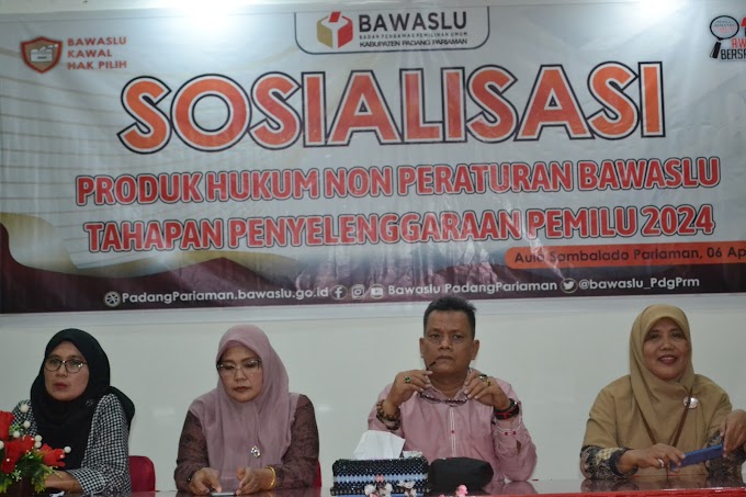 Diikuti Panwascam dan Stakeholder, Bawaslu Padang Pariaman Sosialisasikan Produk Hukum Non Peraturan Bawaslu
