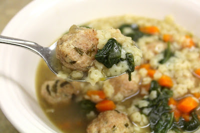 Crock Pot Italian Wedding Soup with Turkey Meatballs from dontmissdairy.com