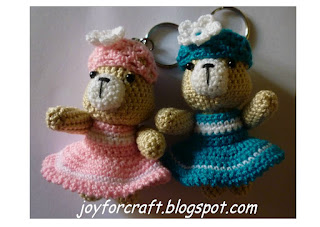 Amigurumi Pink Blue Cute Bears Keychain Pattern