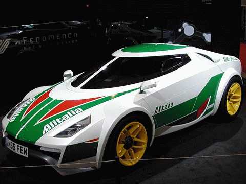 White Lancia Stratos with Green and Red Modification