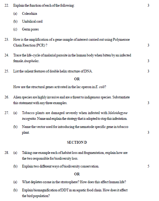 biology sample paper 2014 | NCERT Solutions, CBSE Sample Papers and Syllabus for Class 9 to 12