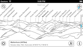 L'app PeakFinder Alps per iPhone e iPad.