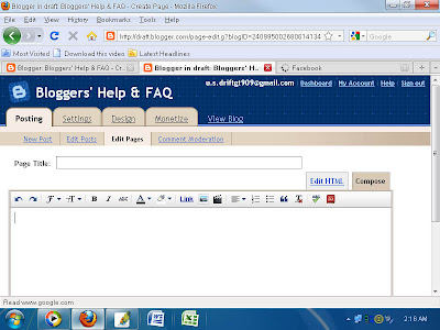 Blogger in Draft NEW PAGE